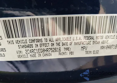 2017 Chrysler Pacifica Touring-L Plus из США, поврежденный, VIN 2C4RC1EG0HR752616